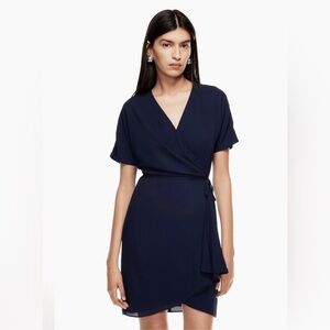Babaton Wallace Wrap Mini Dress Pure Indigo